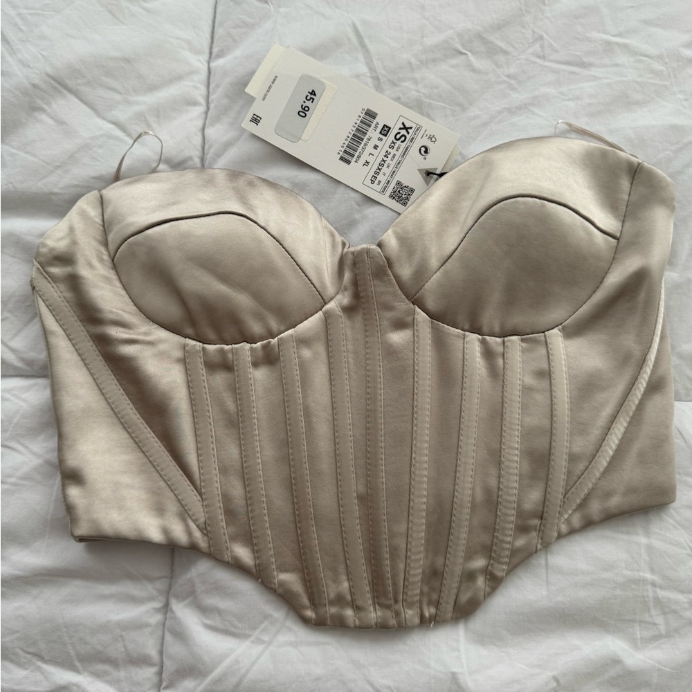 Zara brand new corset color champagne satin effect
